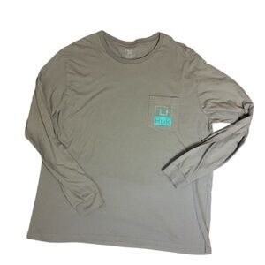 Huk Men's Long Sleeve Shirt in Gray with Teal Logo